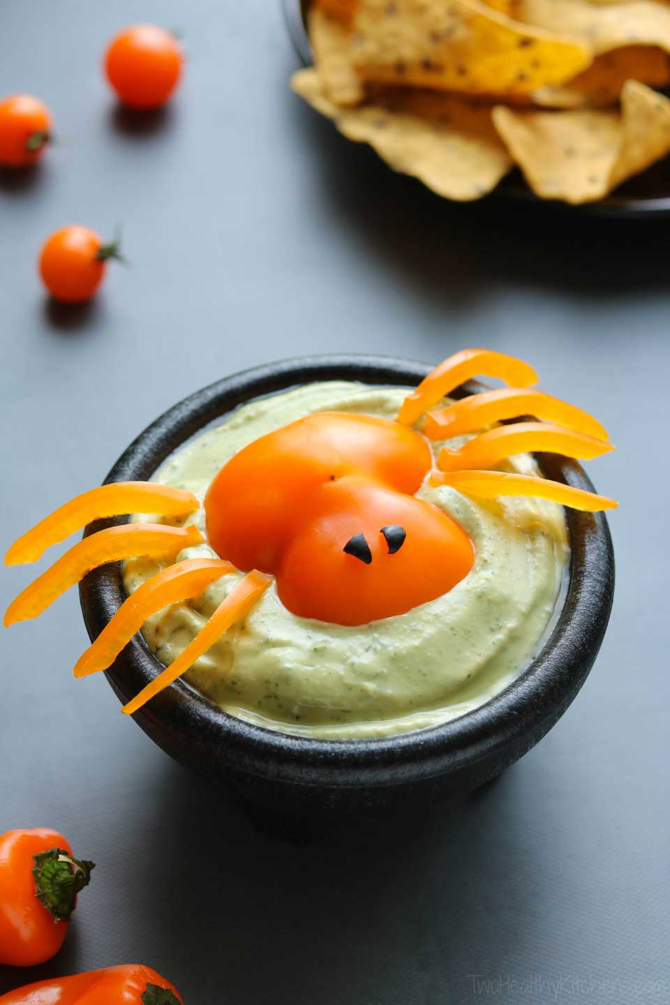 Don’t save this idea only for Halloween parties! It’s so quick to make, that you can easily whip it up as a fun Halloween snack for the kids after school. Perfect way to load them up with some veggies before they head out trick-or-treating!