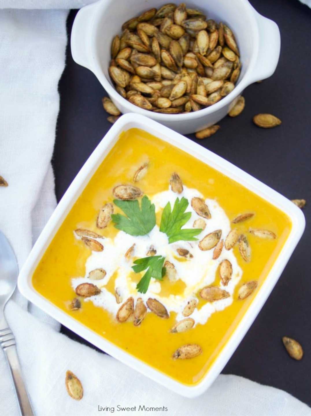 A creamy soup full of fall flavor, this is a lovely starter for your holiday meal.