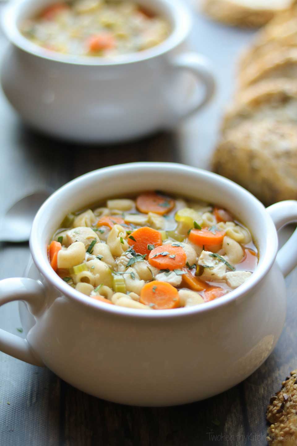 Quick Easy Chicken Noodle Soup With Rotisserie Chicken Two Healthy 