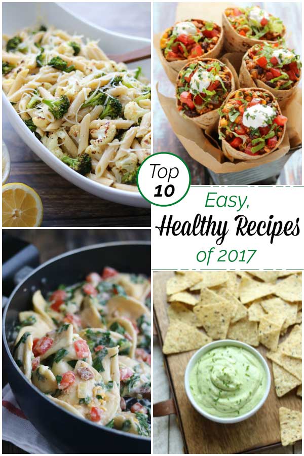 Top-ranked easy, healthy recipes – reader favorites you’ve just gotta try! Family favorite recipes from weeknight skillet meals and pasta recipes to freezable make-ahead recipes … and from breakfast recipes to snack time! Our best recipes of 2017, from a whole year of easy recipes that are so much healthier (but still super delicious)! Tried and true favorites! #healthyrecipes #easyrecipes #bestrecipes #bestrecipe #1 #top2017 #bestof2017 #mostpopularrecipes| www.twohealthykitchens.com