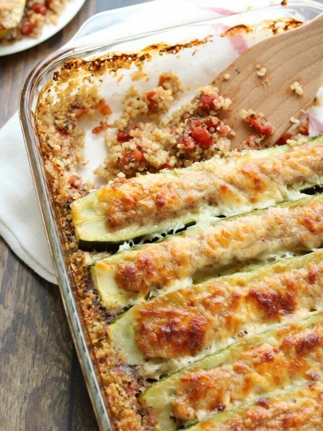 Stuffed Zucchini Boats Casserole with Italian Sausage and Quinoa Story