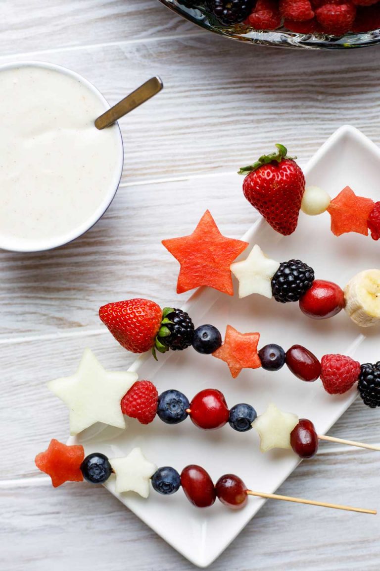 Red, White and Blue Fruit Kabobs (2 Ways Appetizer or Dessert!) Two Healthy Kitchens