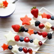 Red, White and Blue Fruit Kabobs (2 Ways – Appetizer or Dessert!)