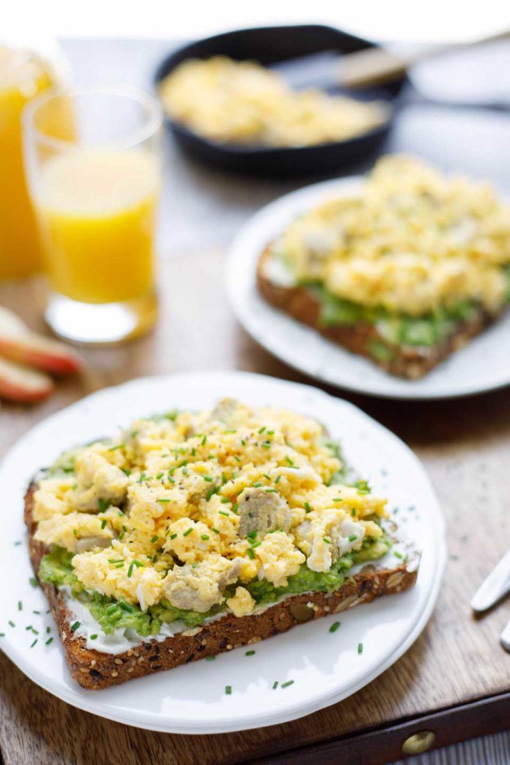 Breakfast Avocado Toast with Egg and Sausage - Two Healthy Kitchens