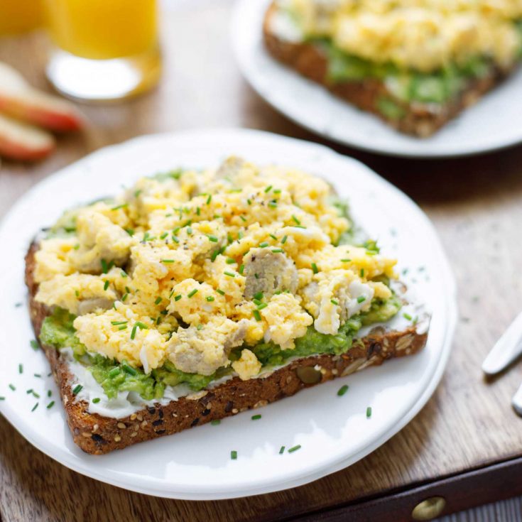 Breakfast Avocado Toast with Egg and Sausage - Two Healthy Kitchens