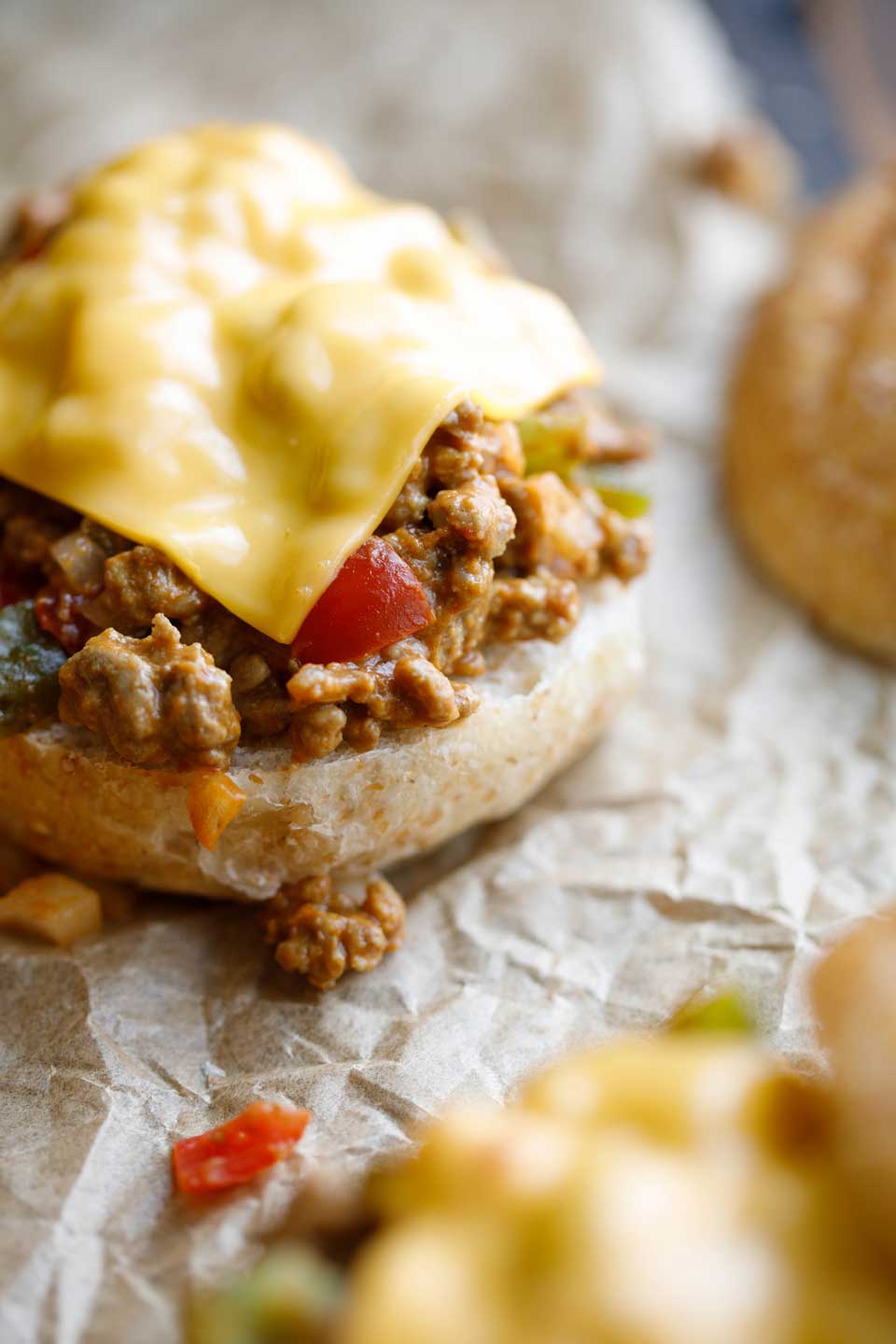 Melty American cheese is the quintessential way to finish off this Cheeseburger Sloppy Joe recipe!