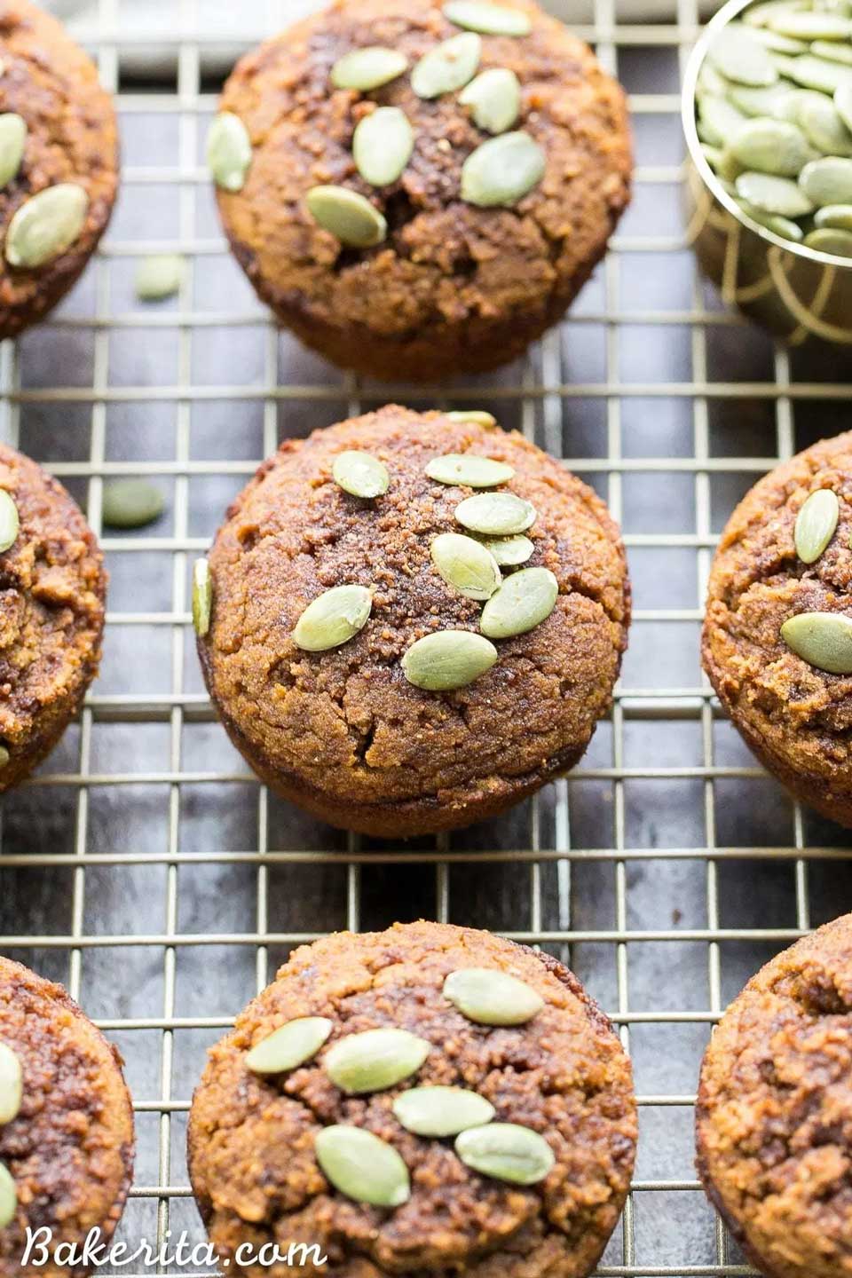 From paleo to gluten free, sugar free to whole grain! No matter what “healthy” means to you, we’ve got pumpkin muffins you’ll love! Unique flavor combos and lots of decadence … but so nutritious, too! These healthy pumpkin muffin recipes are easy to make – whip one up for quick breakfasts or healthy snacks! | pumpkin recipes | pumpkin muffins healthy | gluten free | grain free | paleo | whole wheat | refined sugar free | dairy free | #healthyrecipes #pumpkin #muffins | www.TwoHealthyKitchens.com