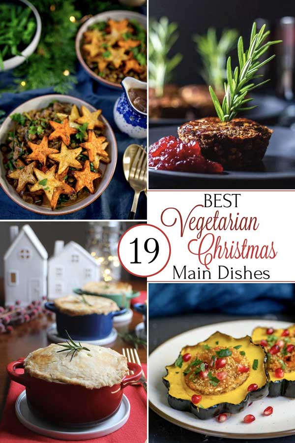 Vegetarians won’t be forgotten at your Christmas dinner buffet! These Christmas Vegetarian Dinner Main Dish Recipes will have everyone drooling ... even the meatatarians on your guest list! Bonus: most of the very best recipes for this showcase also happened to be VEGAN Christmas recipes, too! Try one of these, and the ham just might be forgotten this year! | Christmas recipes | Christmas vegan | vegetarian recipes | vegetarian meals | #Christmas #vegetarian #vegan | www.TwoHealthyKitchens.com