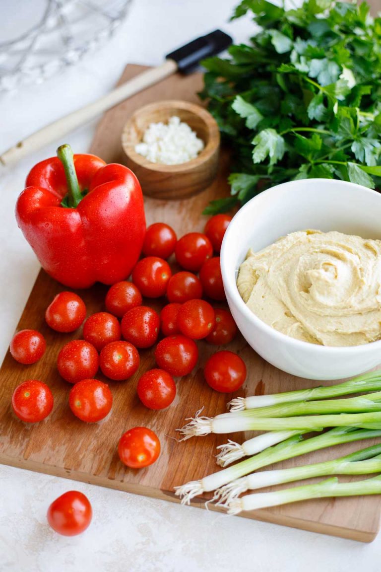 Easy Christmas Appetizer "Hummus Wreath" - Two Healthy Kitchens