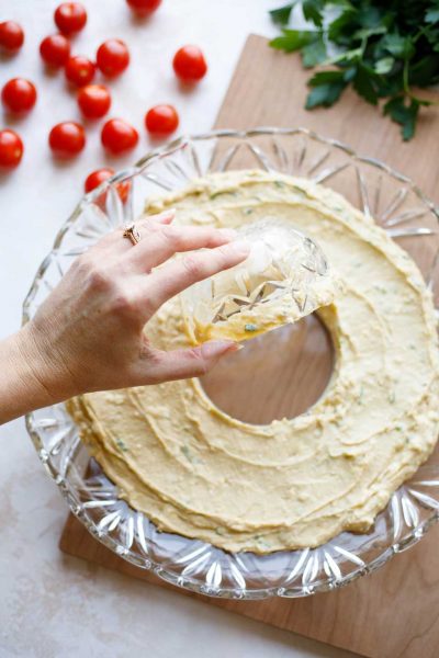 Easy Christmas Appetizer "Hummus Wreath" - Two Healthy Kitchens