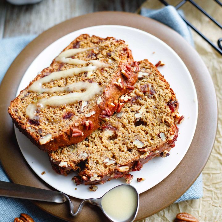 Healthy Whole Wheat Banana Bread with Pecans and Dates