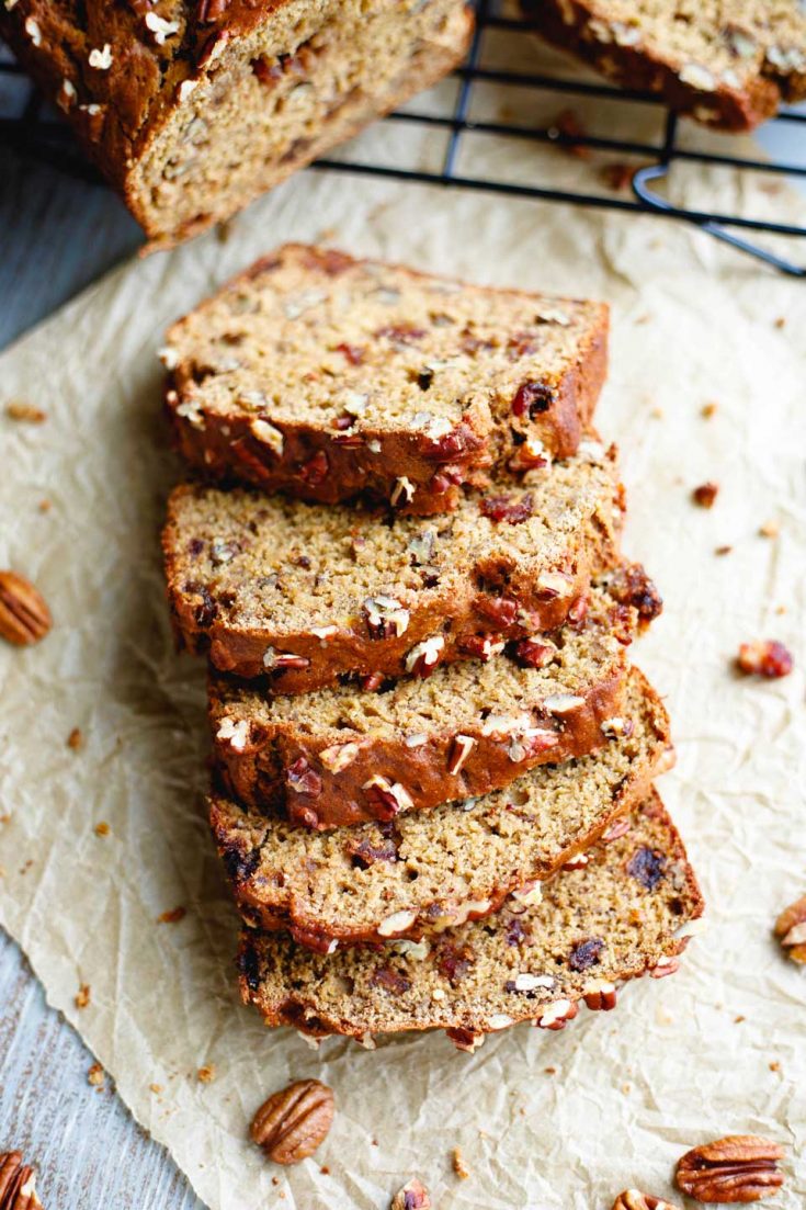 Healthy Whole Wheat Banana Bread with Pecans and Dates - Two Healthy ...