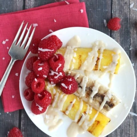 Grilled Tropical Fruit with Almond-Ricotta Sauce