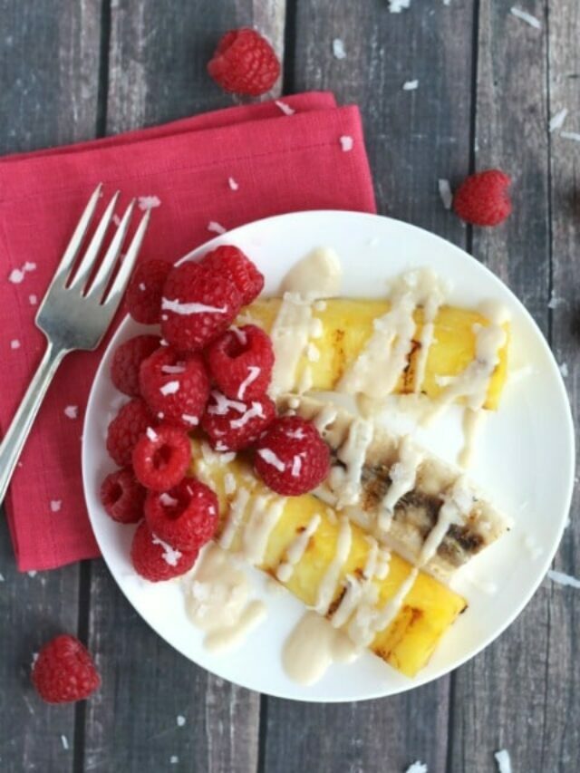 Grilled Tropical Fruit with Almond-Ricotta Sauce Story