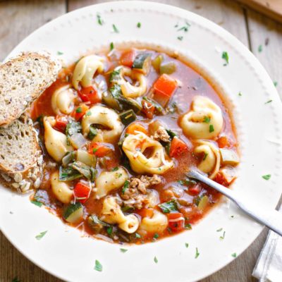 Farmers' Market Italian Sausage-Tortellini Soup - Two Healthy Kitchens