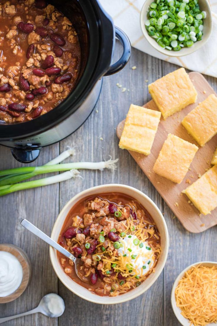 Classic, Healthy Crock-Pot Turkey Chili - Two Healthy Kitchens