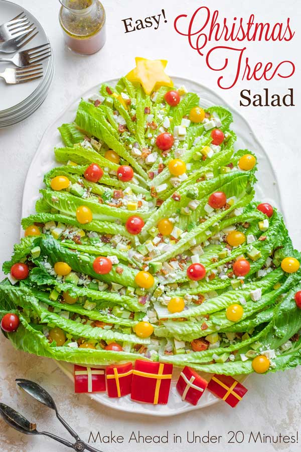 overhead photo of salad with title overlaid and the text "Make Ahead in Under 20 Minutes!"