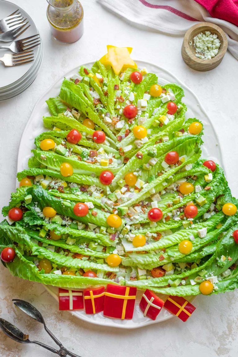 Chicken Cobb "Christmas Tree" Holiday Salad - Two Healthy Kitchens
