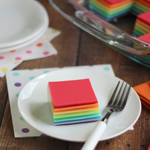 Layered Rainbow Jell-O Salad