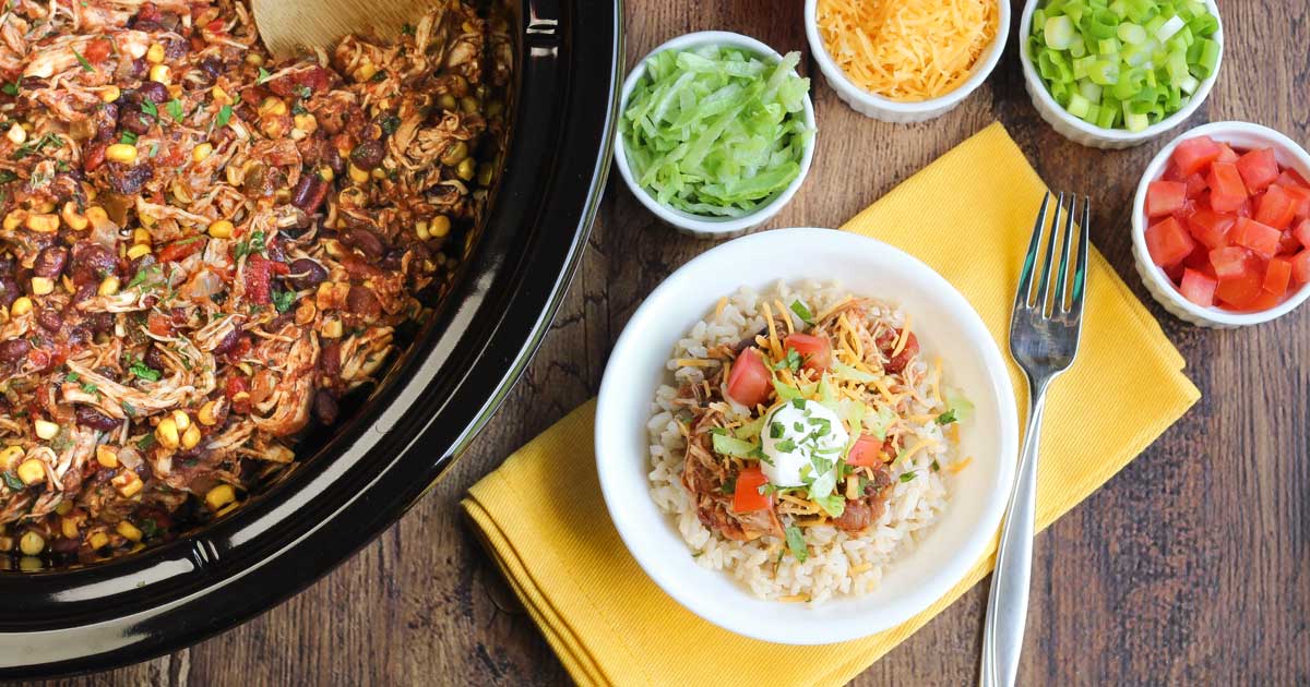 Slow Cooker Chicken Burrito Bowl For One - One Dish Kitchen