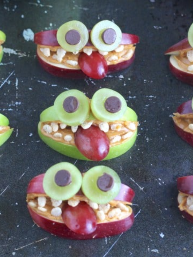 Apple Monsters – A Nut-Free, Healthy Halloween Treat Story