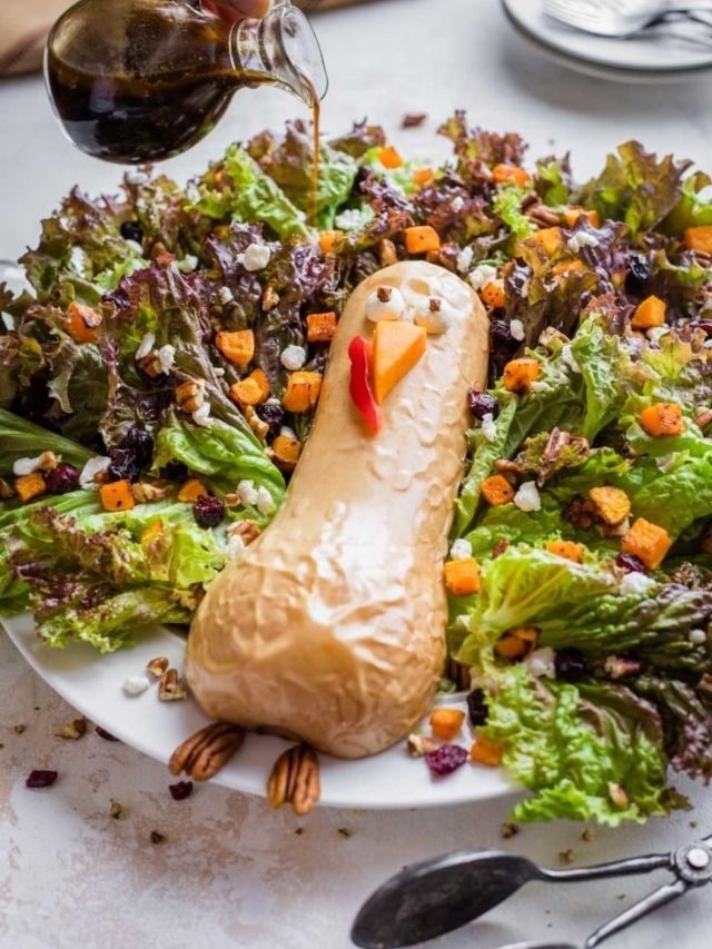 Adorable Thanksgiving Salad with Butternut Squash “Turkey”  Story