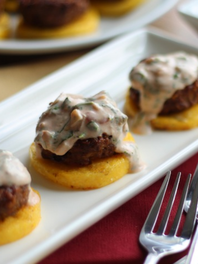 Taco Burger Sliders on Polenta Story Poster Image