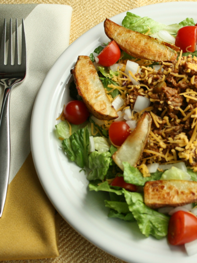 Cheeseburger Salad with Oven-Roasted Fries Story