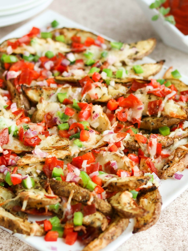 Cheesy Oven-Baked Pizza Fries Story - Two Healthy Kitchens