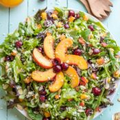 Peach Salad with Cherries and Goat Cheese