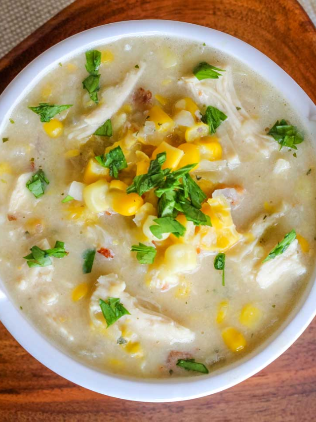 Crock Pot Corn Chowder with Chicken and Bacon Story