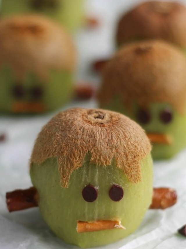 Frankenstein Kiwis –  Healthy Halloween Treat Story