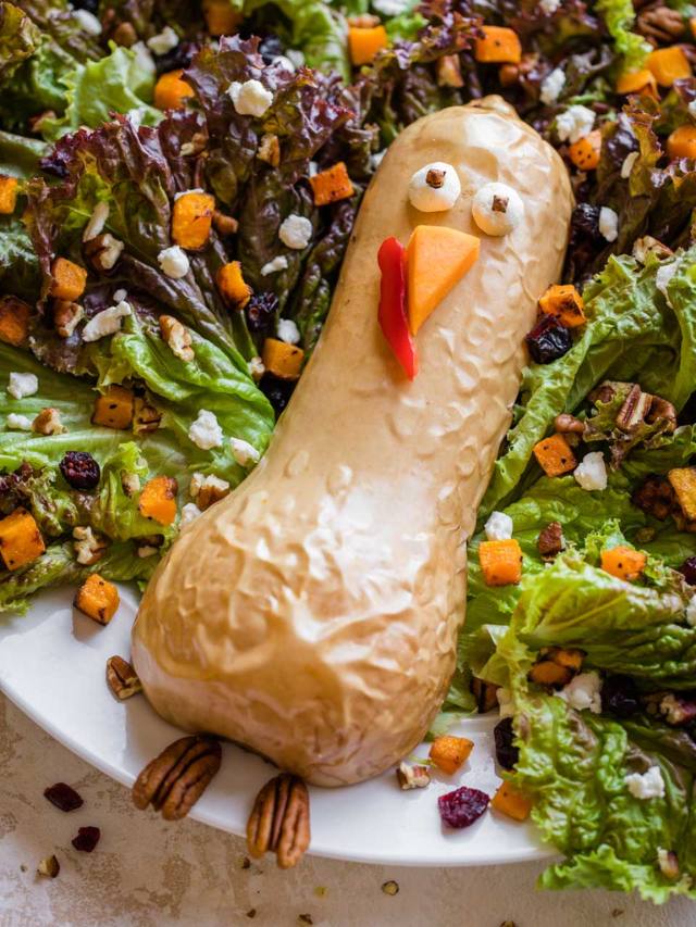 Adorable Thanksgiving Salad with Butternut Squash “Turkey” Story