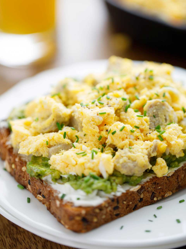 Breakfast Avocado Toast with Egg and Sausage Recipe Story