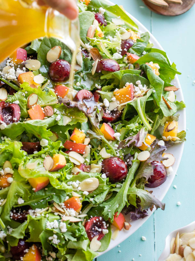 Easy Peach Salad with Cherries and Goat Cheese Story