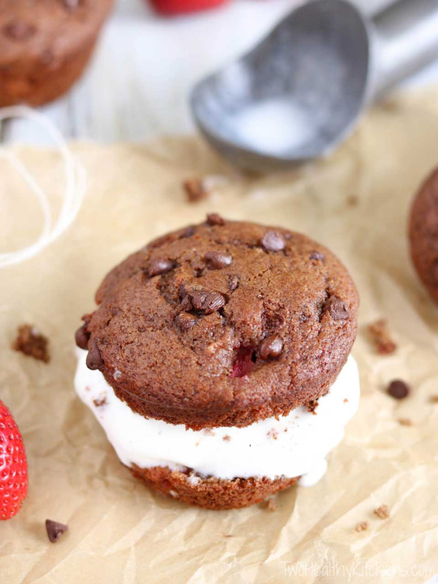 Chocolate-Strawberry Muffin Ice Cream Sandwiches Cover image