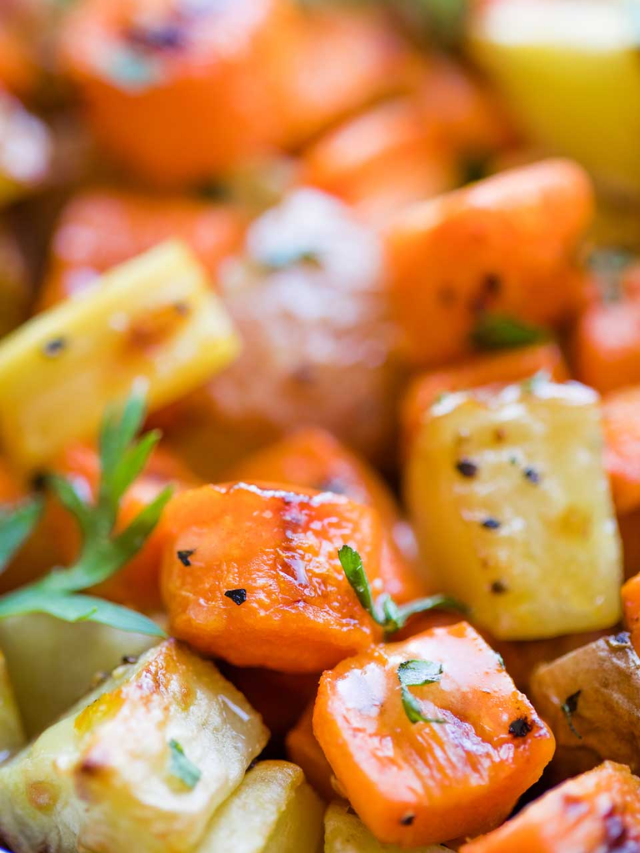 Yummy Roasted Root Vegetables with Honey-Dijon Drizzle Story