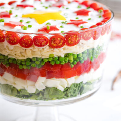 Side of salad in glass bowl.