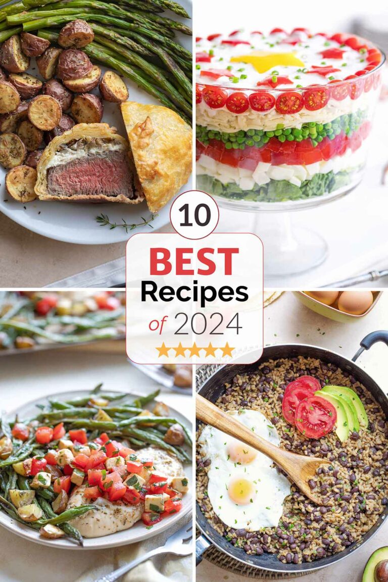 Collage of four recipes with centered overlay "10 BEST Recipes of 2024".