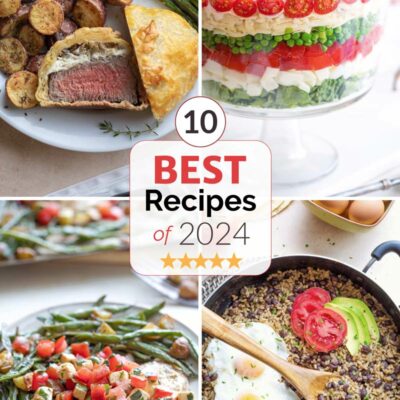 Pinnable collage of four recipes with text overlay "10 BEST Recipes of 2024".